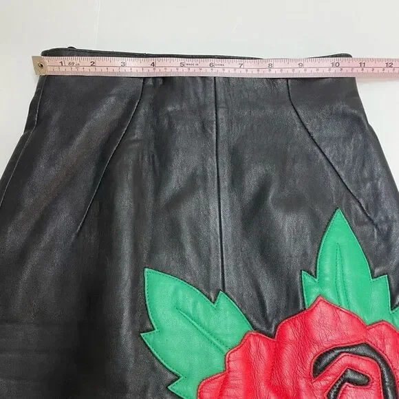 Michael Hoban North Beach Vintage Genuine Leather True Love Rose Skirt Size 1/2 - Picture 3 of 12